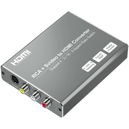 RCA & S-Video to HDMI Converter – 720p / 1080p with Aspect Ratio Switch