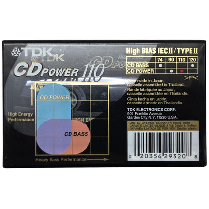 TDK CD Power 110 High Bias Type II Blank Cassette Tape