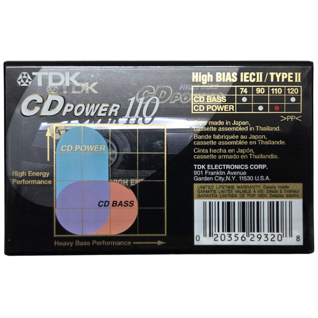 TDK CD Power 110 High Bias Type II Blank Cassette Tape