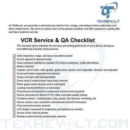 TekRevolt VCR repair checklist