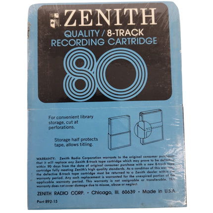 Zenith 8 track Blank cartridge 80