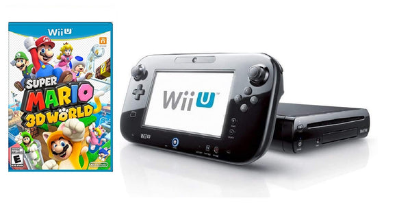 Nintendo Wii U Console - 32GB Black Deluxe Set + Super Mario 3D World Game
