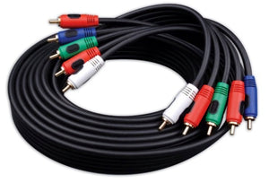 Component video with audio cables provide a high definition audio and video connection between devices, such as a Blu-Ray Player, DVD Player, satellite receiver, cable box, and more. This cable includes five separate color-coded audio/video connectors. The component audio video cables are capable of resolutions of up to 1080P.