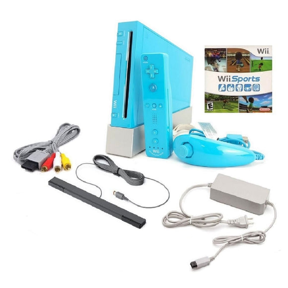Nintendo Wii Limited Edition Blue Video Game Console Bundle For