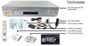 Sony PAL VCR Multisystem Worldwide VHS Tape Player Bundle w/ Remote, HDMI, USB